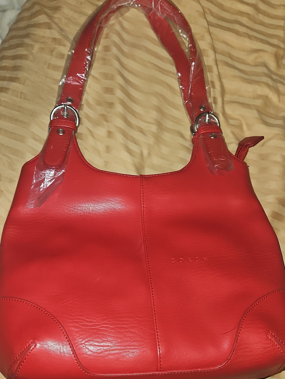 Coach Red Leather Shoulder Tote